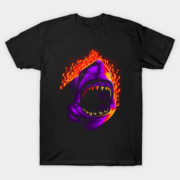 Fire shark T-Shirt by albertocubatas